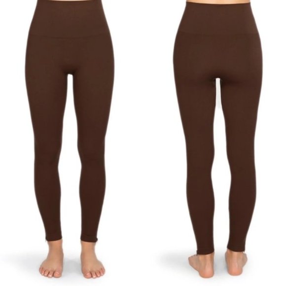 Spanx Seamless Slimming Side Zip Leggings M Olive - Picture 2 of 6